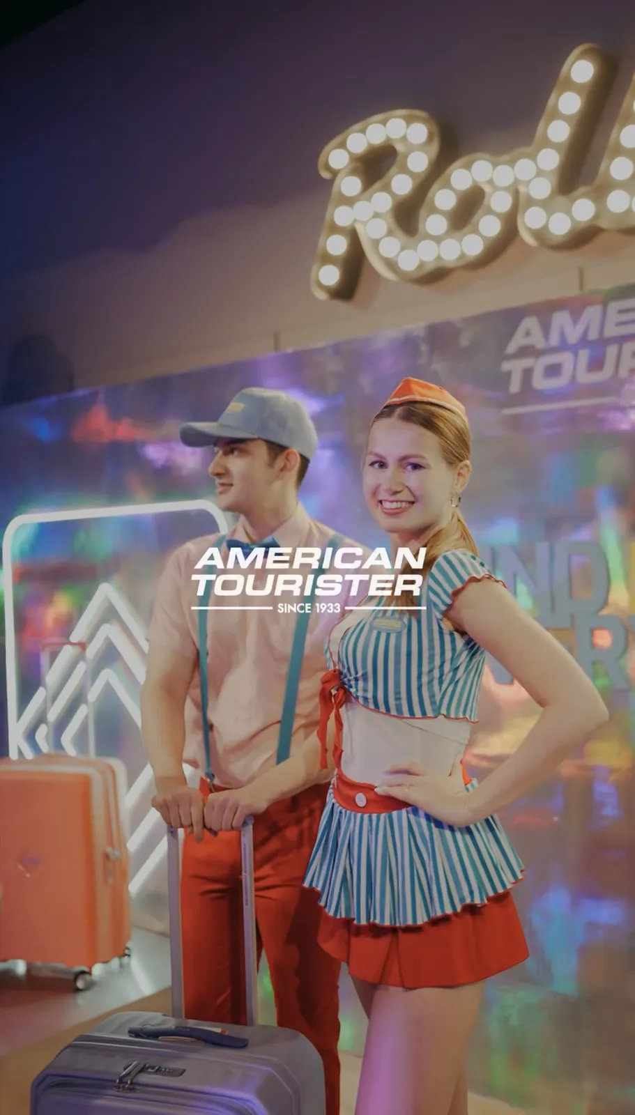 Ksenia Maltseva dancing in an American Tourister brand campaign